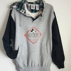 Mickey & Co Hooded 1/4 Zip Drawstring Long Sleeve Pullover Shirt Sz XL